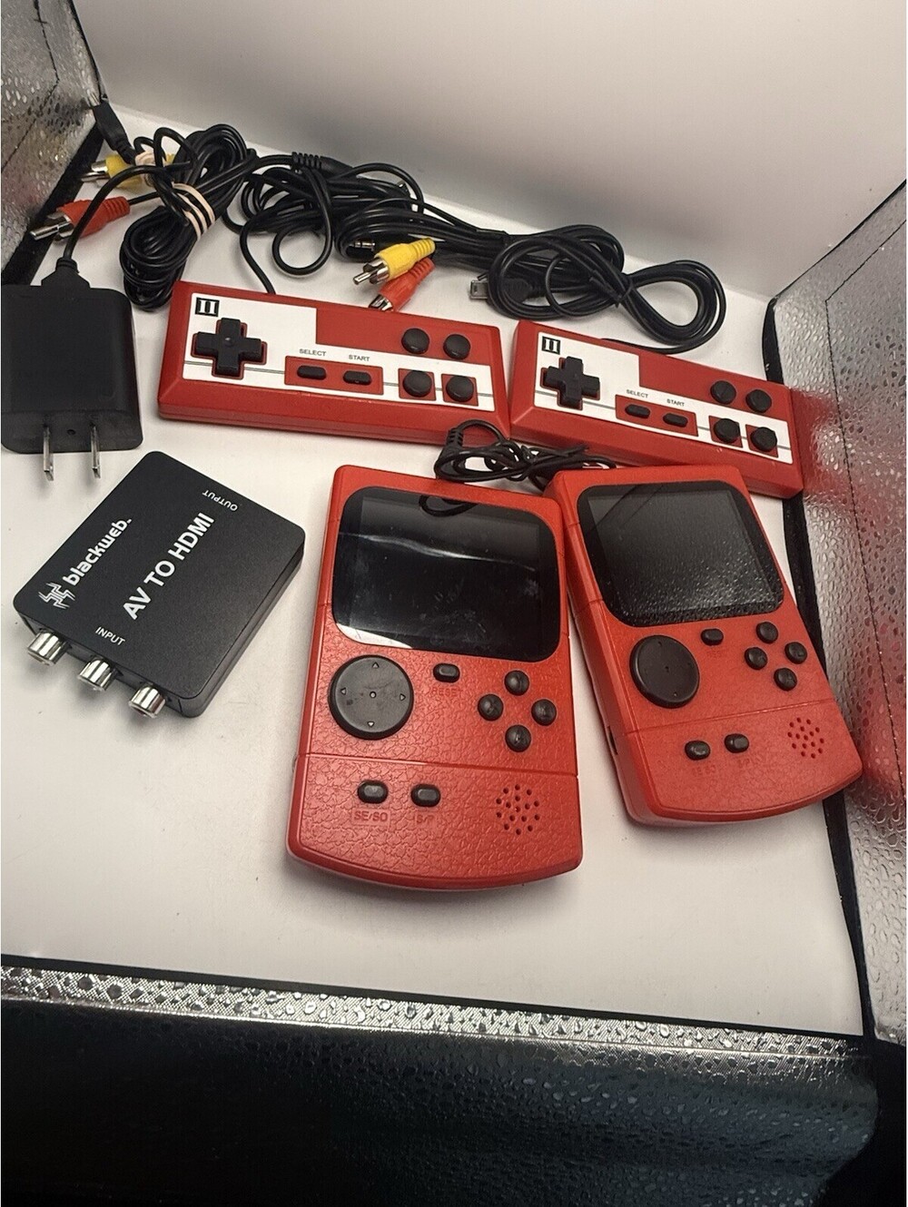 Retro Gaming Console Lot with Controllers and AV to HDMI Adapter 500 Games
